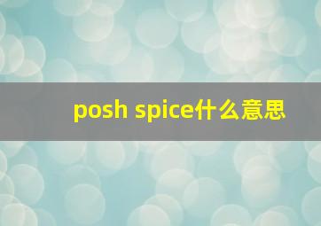 posh spice什么意思